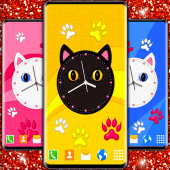 Cute Kitty Clock Wallpaper Apk