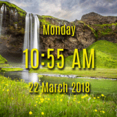 Waterfall digital clock live wallpaper Apk