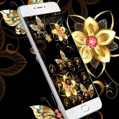 Gold Butterfly Flower Theme Apk