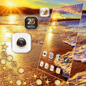 3D Golden Sunset Beach Theme Apk