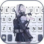 Armed Mask Girl Keyboard Background Apk