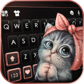 Cute Bow Cat Keyboard Background Apk