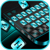 Cyan Metal Keyboard Theme Apk