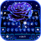 Glitter Blue Rose Keyboard Background Apk