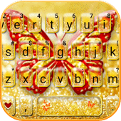 Gold Glitter Butterfly Keyboard Theme Apk