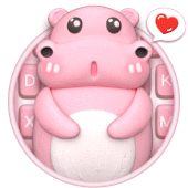 3D Pink Cute Hippo Theme Apk