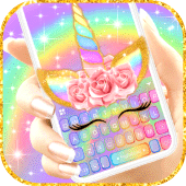 Rainbow Pink Rose Unicorn Keyb Apk