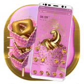 Golden Pink Ice Cream Theme Apk