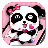 Pink Cute Bowknot Panda Theme Apk