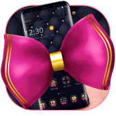 Black Leather Pink Bowknot Theme Apk