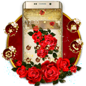 Golden Luxury Red Rose Theme Apk