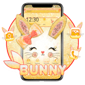 Cute Gold Glitter Bunny Theme Apk