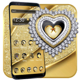 Gold Sparkle Heart Theme Apk