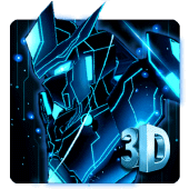 3D Blue Neon Robot Theme Apk