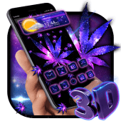 3D Galaxy Weed Glass Tech Theme Apk