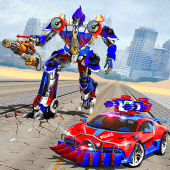 US Police Robot Car Race Shooting Game Apk