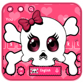 Cute Cartoon Pink Skull Keyboard Theme Apk