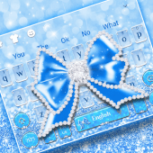 Shine Blue Glitter Diamond Bow keyboard Theme Apk